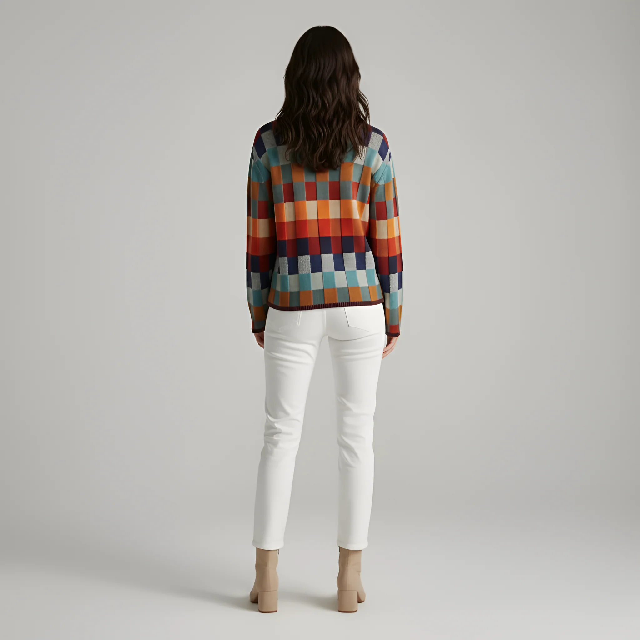 Valerios Fashion maglione donna in misto lana a quadri - Image 3