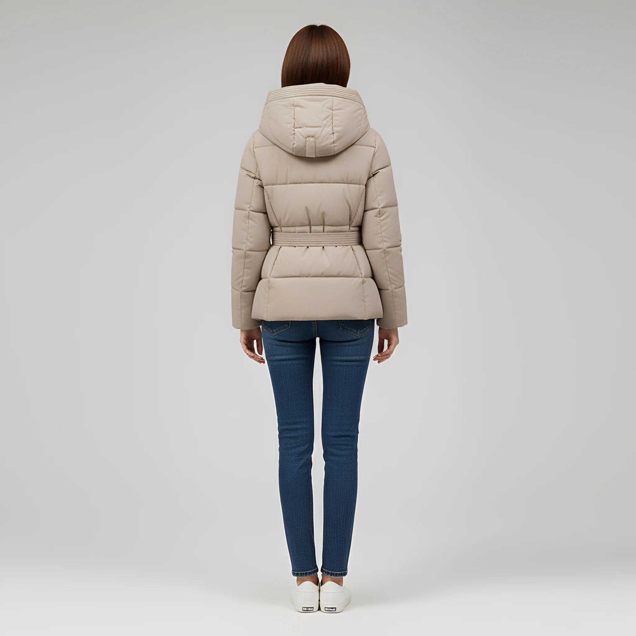 Valerios Fashion piumino donna con cappuccio e cintura imbottito invernale - Image 3